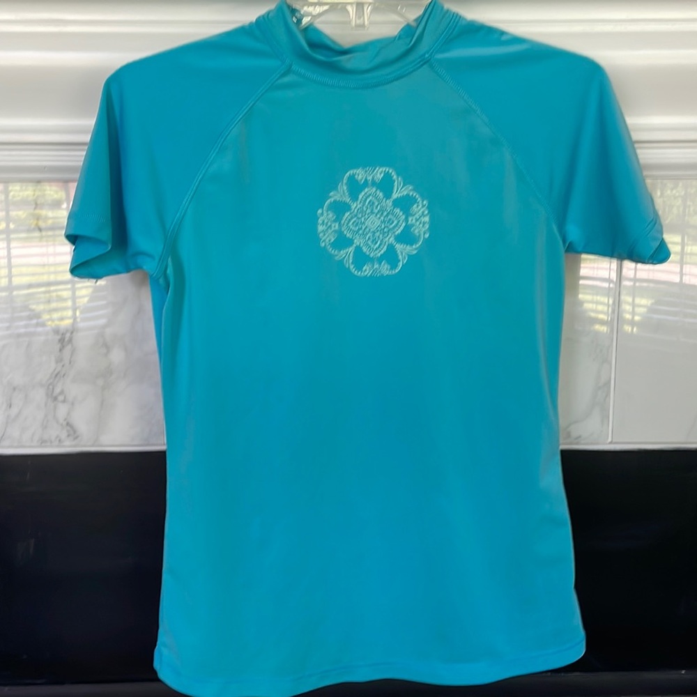 Turquoise women’s XS swim shirt. EUC